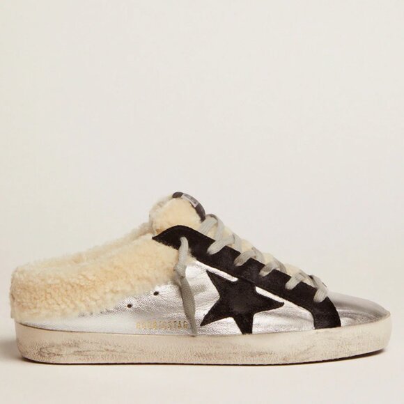 Golden Goose Women's Super-Star Sabot/Shearling sheepskin sneakers - Picture 1 of 5